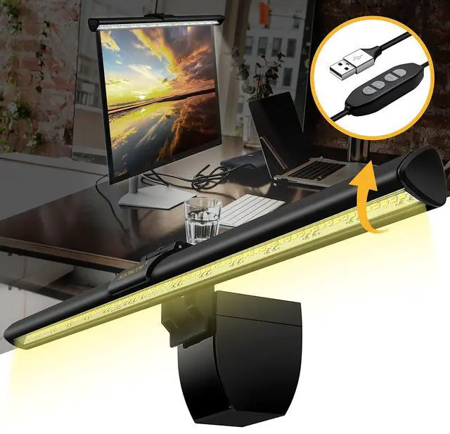 Alt view image 2 of 5 - SOONCOR Computer Monitor Light Screen Light Bar e-Reading LED Task Lamp, 3 Color Modes, USB Powered,No Screen Glare, Dimmable Desktop Monitor Lamp for Desk/Office/Home