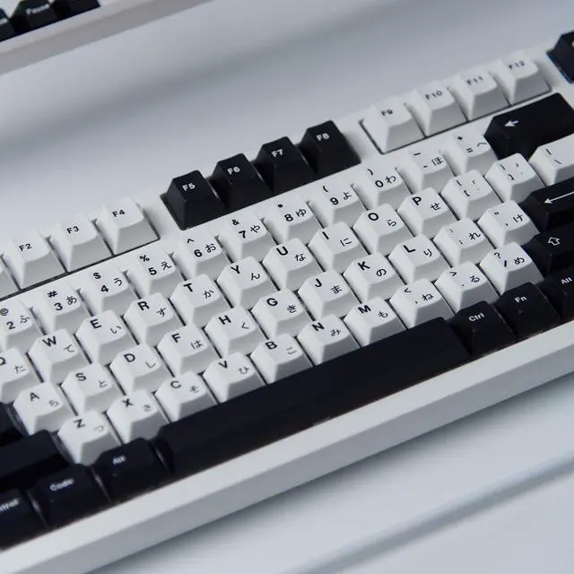 Alt view image 2 of 5 - 133 Keys Japanese Keycap Cherry Profile Dye Sub PBT Black and White Keycaps Set Fit for 61/64/87/104/108 Cherry Mx Switches Mechanical Keyboard