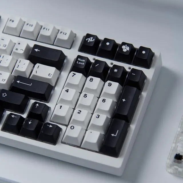 Alt view image 3 of 5 - 133 Keys Japanese Keycap Cherry Profile Dye Sub PBT Black and White Keycaps Set Fit for 61/64/87/104/108 Cherry Mx Switches Mechanical Keyboard
