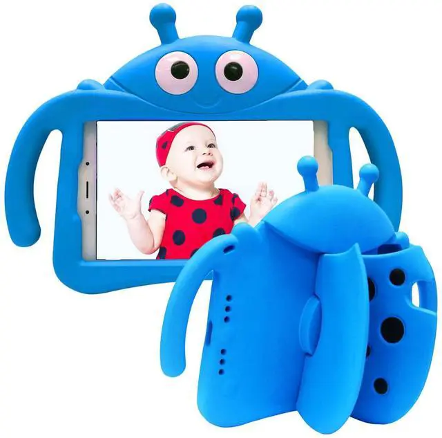 Main image of Tading Kids Case for Samsung Galaxy Tab A7 Lite [Ladybug Design], 3D Cartoon Soft EVA Foam Shockproof Handle Stand Cover for Samsung Galaxy Tab A7 Lite 8.7" Tablet (SM-T225/T220) for Kids Boys - Blue