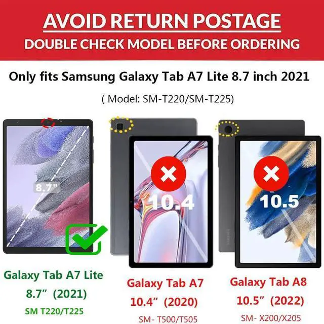 Alt view image 2 of 5 - Tading Kids Case for Samsung Galaxy Tab A7 Lite [Ladybug Design], 3D Cartoon Soft EVA Foam Shockproof Handle Stand Cover for Samsung Galaxy Tab A7 Lite 8.7" Tablet (SM-T225/T220) for Kids Boys - Blue