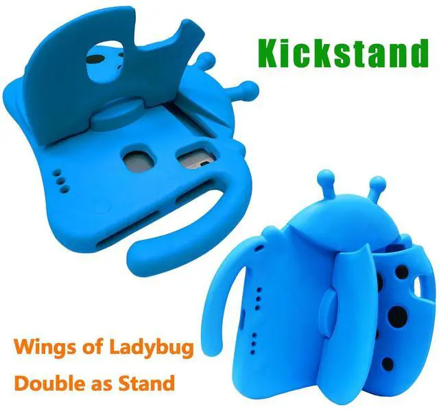 Alt view image 5 of 5 - Tading Kids Case for Samsung Galaxy Tab A7 Lite [Ladybug Design], 3D Cartoon Soft EVA Foam Shockproof Handle Stand Cover for Samsung Galaxy Tab A7 Lite 8.7" Tablet (SM-T225/T220) for Kids Boys - Blue