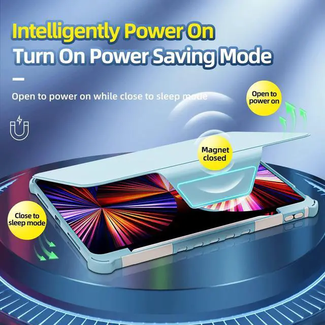 Alt view image 2 of 5 - Rotating Case for iPad Pro 11" 4th/3rd/2nd Gen, iPad Pro 11 Smart Cover with Pencil Holder, Techcircle Hybrid TPU+PC Magnetic Cover Soft Bumper Slim Fit Folio Shockproof Protective Case-Black