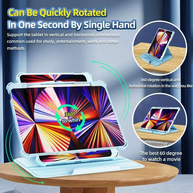 Alt view image 3 of 5 - Rotating Case for iPad Pro 11" 4th/3rd/2nd Gen, iPad Pro 11 Smart Cover with Pencil Holder, Techcircle Hybrid TPU+PC Magnetic Cover Soft Bumper Slim Fit Folio Shockproof Protective Case-Black