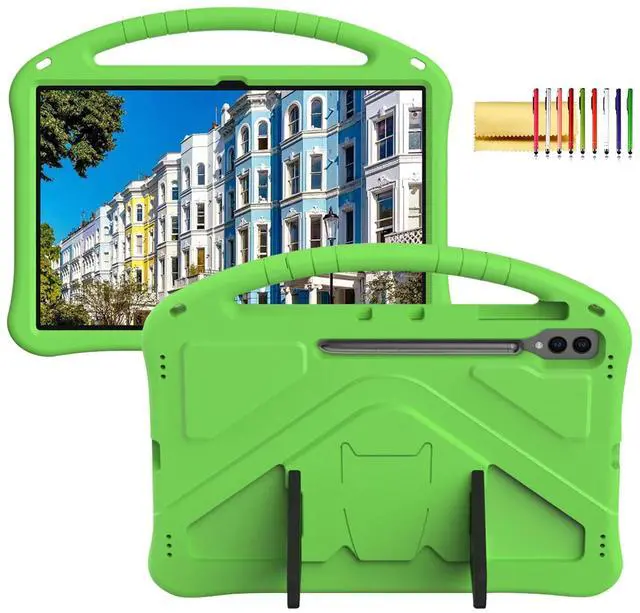Main image of Kids Case for Samsung Galaxy Tab S10 Ultra/S9 S8 Ultra 14.6-inch Tablet, Techcircle Light Weight Shock Proof EVA Foam Handle Rugged Stand Protective Cover, Green