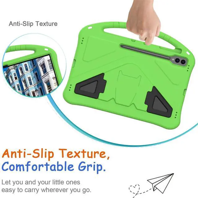 Alt view image 2 of 5 - Kids Case for Samsung Galaxy Tab S10 Ultra/S9 S8 Ultra 14.6-inch Tablet, Techcircle Light Weight Shock Proof EVA Foam Handle Rugged Stand Protective Cover, Green
