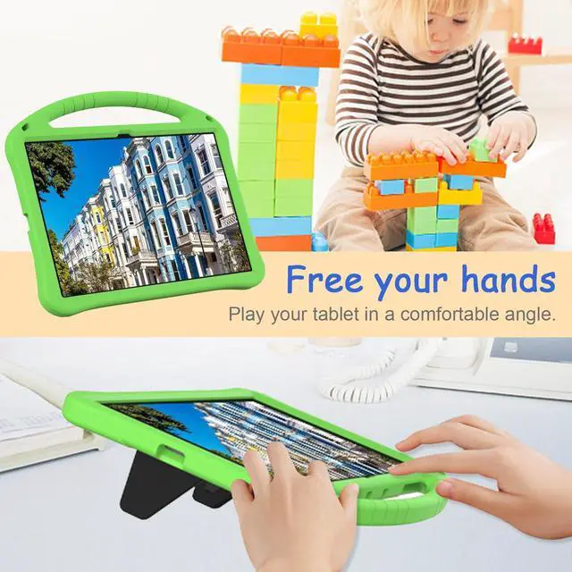 Alt view image 3 of 5 - Kids Case for Samsung Galaxy Tab S10 Ultra/S9 S8 Ultra 14.6-inch Tablet, Techcircle Light Weight Shock Proof EVA Foam Handle Rugged Stand Protective Cover, Green