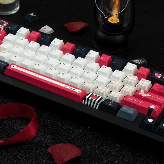 Alt view image 5 of 5 - Black White Red Cherry Profile PBT Keycaps, Dye Sublimation Custom Key Cap for Mechanical Gaming Keyboard, 130 Key Only Keycap Set