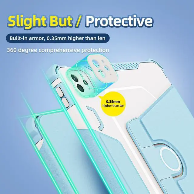 Alt view image 4 of 5 - Rotating Case for iPad Pro 11" 4th/3rd/2nd Gen, iPad Pro 11 Smart Cover with Pencil Holder, Techcircle Hybrid TPU+PC Magnetic Cover Soft Bumper Slim Fit Folio Shockproof Protective Case-Black