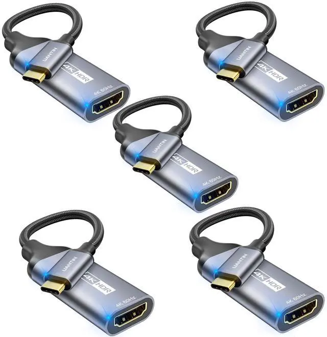 Main image of UANTIN 5 Pack USB C to HDMI Adapter [4K@60Hz] High-Speed USB Type-C 3.1 to HDMI 2.0 Female Converter [Thunderbolt 3/4 Compatible] for iPhone 15 Series, MacBook Pro/Air, iPad, S8-S23, Other USBC Laptop