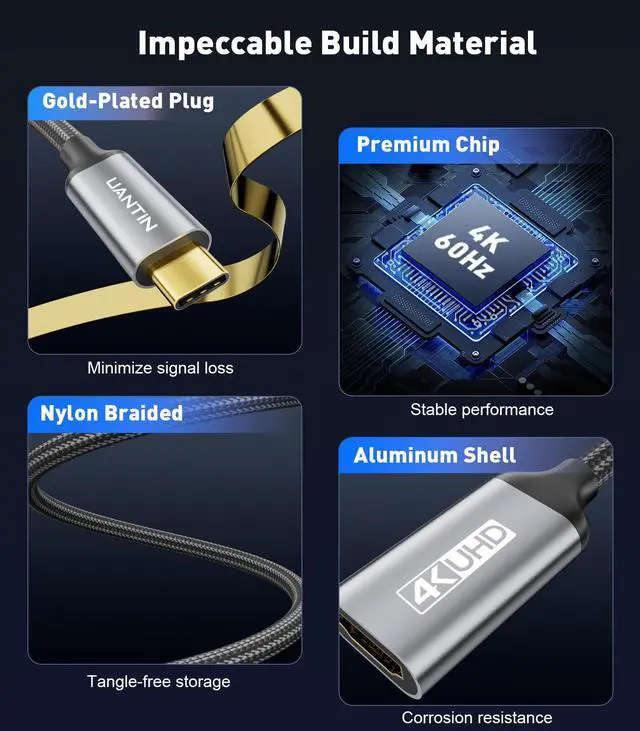 Alt view image 5 of 5 - UANTIN 5 Pack USB C to HDMI Adapter [4K@60Hz] High-Speed USB Type-C 3.1 to HDMI 2.0 Female Converter [Thunderbolt 3/4 Compatible] for iPhone 15 Series, MacBook Pro/Air, iPad, S8-S23, Other USBC Laptop