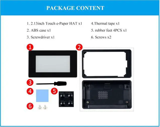 Alt view image 2 of 5 - 2.13inch Touch e-Paper HAT E-Ink Display 250×122 Pixels Compatible with Raspberry Pi Zero 2 W/Zero 2 WH/Pi Zero W/Pi Zero WH/Pi Zero, 5-Point Touch, Supports Partial Refresh, with ABS Case