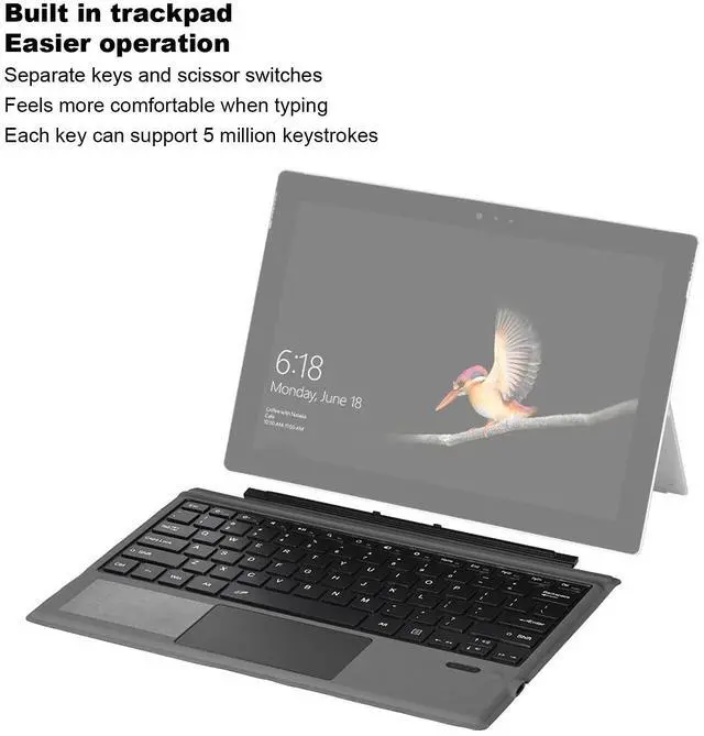 Alt view image 3 of 5 - Bluetooth 5.3 Magnetic Keyboard with Touchpad for for Surface Pro 3/4/5/6/7/7+, Portable Tablet Built in Battery Type C Charging Keyboard