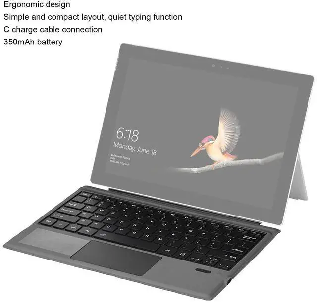 Alt view image 4 of 5 - Bluetooth 5.3 Magnetic Keyboard with Touchpad for for Surface Pro 3/4/5/6/7/7+, Portable Tablet Built in Battery Type C Charging Keyboard