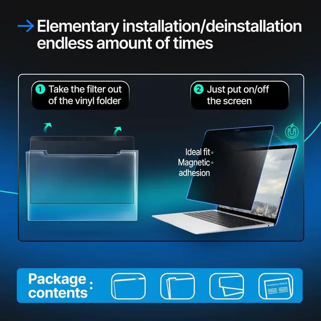 Alt view image 4 of 5 - Magnetic Privacy Screen Compatible with MacBook Air 13" 2018, 2019, 2020, 2021, M1 Anti-Blue Light Laptop Screen Protector Filter Blue Light Blocking Filter