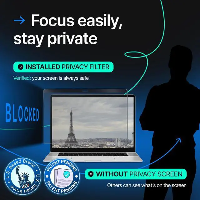 Alt view image 5 of 5 - Magnetic Privacy Screen Compatible with MacBook Air 13" 2018, 2019, 2020, 2021, M1 Anti-Blue Light Laptop Screen Protector Filter Blue Light Blocking Filter