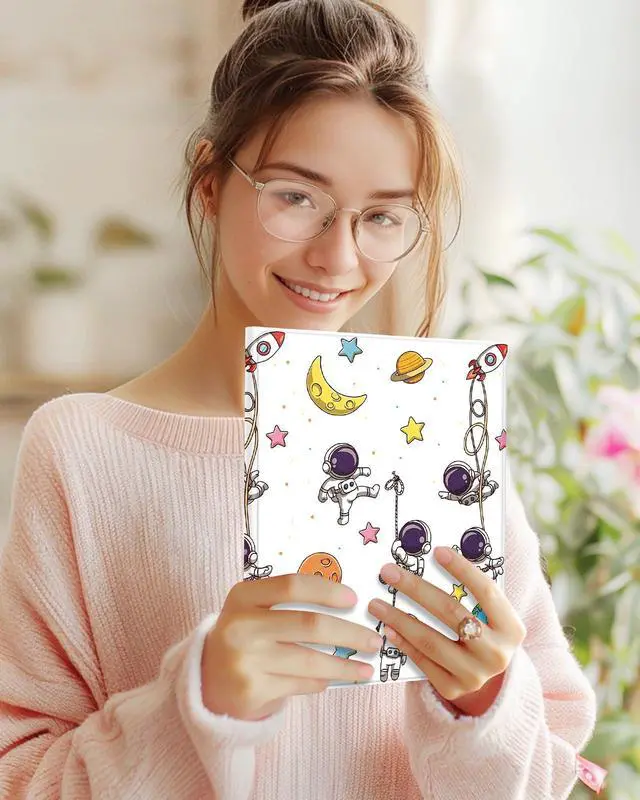 Alt view image 3 of 5 - Wazzasoft for iPad Pro 13 inch Case 2024 M4 with Keyboard - Pencil Holder Folio Tablet Cover Women Girl Cute Kawaii Astronaut Unique Design for Apple Pro 13 A2925 A2926 A3007