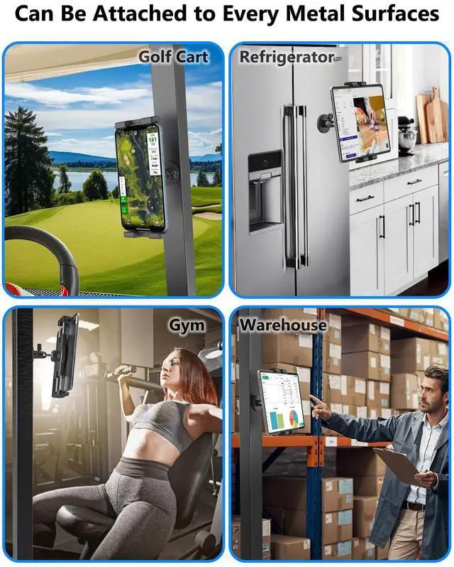 Alt view image 3 of 5 - YOOZ Magnetic Tablet Mount for Metal Surface [Powerful Magnet & Portable] Magnet Tablet Holder for Golf Cart/Gym/Warehouse for iPad Pro Air Mini, Galaxy Tab, 4-12.9" Phones & Tablets