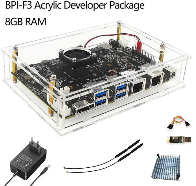 Alt view image 2 of 5 - youyeetoo Banana Pi BPI-F3 Acrylic Developer Kit - 8GB RAM, 32GB ROM, Industrial Grade RISC-V SBC, 2.0 TOPs AI, 2xGbE Ethernet, 4xUSB 3.0, PCIe M.2, HDMI, Dual MIPI-CSI Camera, Linux OS