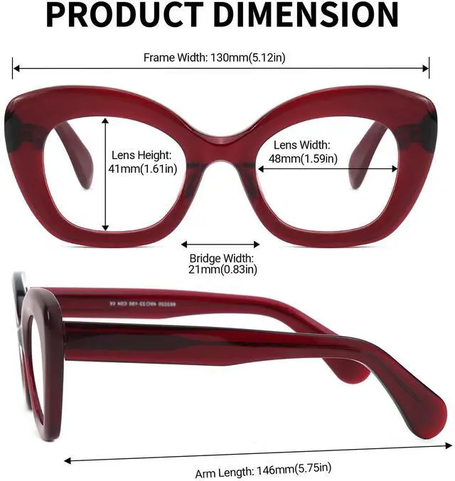 Alt view image 5 of 5 - Zeelool Cat Eye Blue Light Blocking Glasses for Women Fashion Eyewear Glasses 100% UV400 Protection JGA517834-04B Red