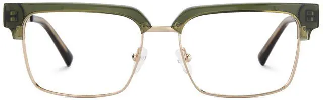 Main image of Zeelool Retro Rectangle Half-frame Blue Light Blocking Glasses for Men TV Phone Computer Gaming Glasses Gerena ZJGX374608-02 Green