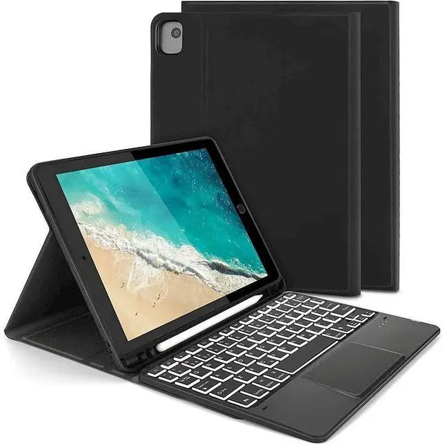 Alt view image 3 of 5 - SaharaCase for iPad 10.2" (9th Generation 2021) Protection Kit Bundle - Keyboard Case with Mouse Pad with Tempered Glass Screen - Black