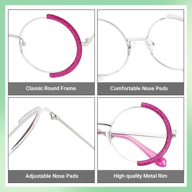 Alt view image 4 of 5 - Zeelool Vintage Metal Round Blue Light Blocking Glasses for Women ZJGM351423-04 Pink