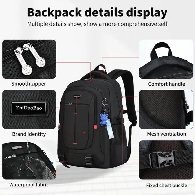 Alt view image 5 of 5 - ZHIDOBO Backpack for School Boys Backpacks for Kids Camo Bookbag for Middle School Bags high school Waterproof Travel Back Pack
