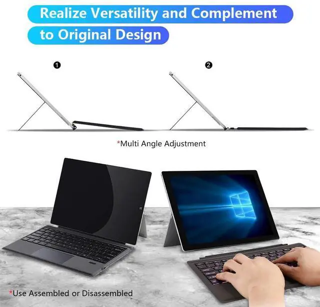 Alt view image 3 of 5 - Detachable Magnetic Keyboard Type Cover Replacement for Microsoft Surface Pro 7+/Pro 7/Pro 6/Pro 5/Pro 4/Pro 3 Bluetooth 5.3 Wireless Keyboard with Trackpad (with Backlit)
