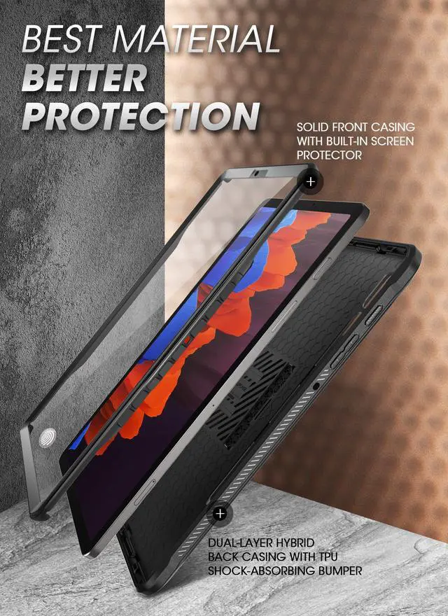 Alt view image 3 of 5 - SUPCASE UB Pro Series Case Designed for Samsung Galaxy Tab S7 Plus (2020) / S8 Plus (2022) 12.4 inch , with Built-in Screen Protector & S Pen Holder Full-Body Rugged Heavy Duty Case (Black)