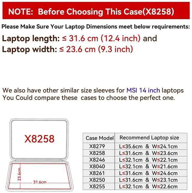 Alt view image 2 of 5 - Smatree Hard EVA Protective Sleeve Case Compatible for 14 inch MSI Cyborg 14 A13Ux/A13Vx, for 14 inch MSI Creator M14 A13V, for 14 inch MSI Modern 14 H D13M, Slim and Anti-Shock Notebook Bag (X8258)