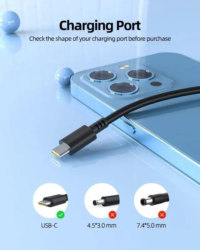 Alt view image 5 of 5 - 65W 45W USB C Charger Fit for LG Gram 14 15 16 17 Laptop - (Fit for 14Z90P 14Z90Q 14Z90R 15Z90P 15Z90Q 15Z90R 16T90P 16Z90P 16Z90Q 16Z90R 17Z90Q 17Z90R 17Z90S 17Z95P) (UL Listed Power Cord AC Adapter)