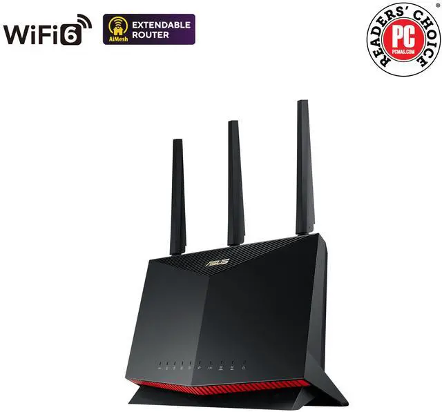 Alt view image 2 of 5 - ASUS RT-AX86U Pro (AX5700) Dual Band WiFi 6 Extendable Gaming Router, 2.5G Port, Gaming Port, Mobile Game Mode, Port Forwarding, Subscription-free Network Security, VPN, AiMesh Compatible