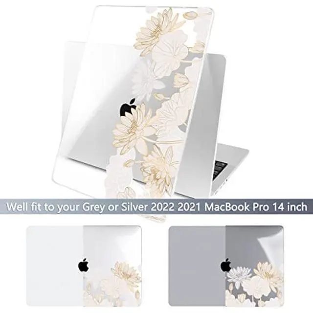 Alt view image 3 of 5 - Batianda for New MacBook Pro 14 inch Case 2024 M4 2023 2021 Release Model A3112/A2992 with M3 M2 M1 Pro/Max Chip,3D Designed Clear Hard Shell with Keyboard Cover & Screen Protector, Golden Lotus