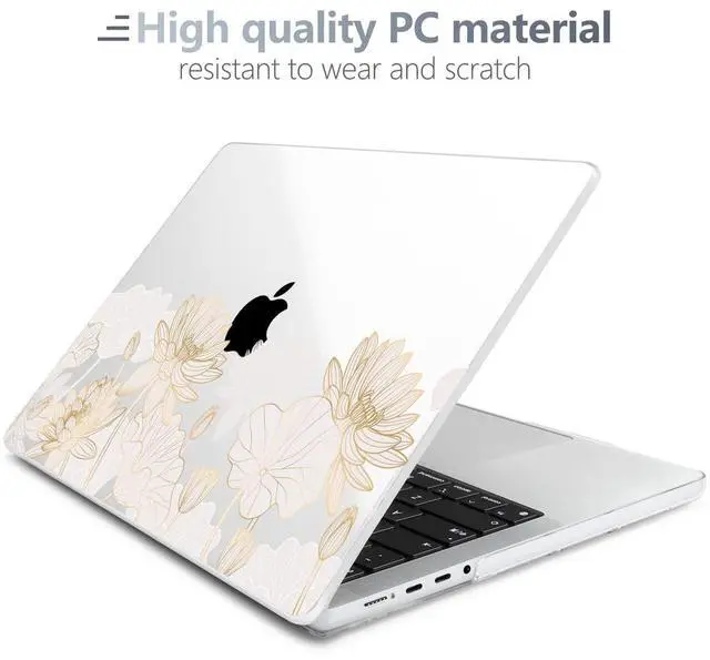 Alt view image 4 of 5 - Batianda for New MacBook Pro 14 inch Case 2024 M4 2023 2021 Release Model A3112/A2992 with M3 M2 M1 Pro/Max Chip,3D Designed Clear Hard Shell with Keyboard Cover & Screen Protector, Golden Lotus