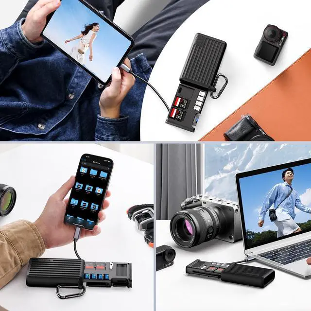 Alt view image 3 of 5 - ULANZI MCR-01 High-Speed SD Card Reader Case, USB 3.2 CFexpress A Card Reader, 2 in 1 SD/Micro SD Card Reader Holder, Waterproof Case, Type-C SD/TF Card Storage Case for iPhone/Android, Action Cameras