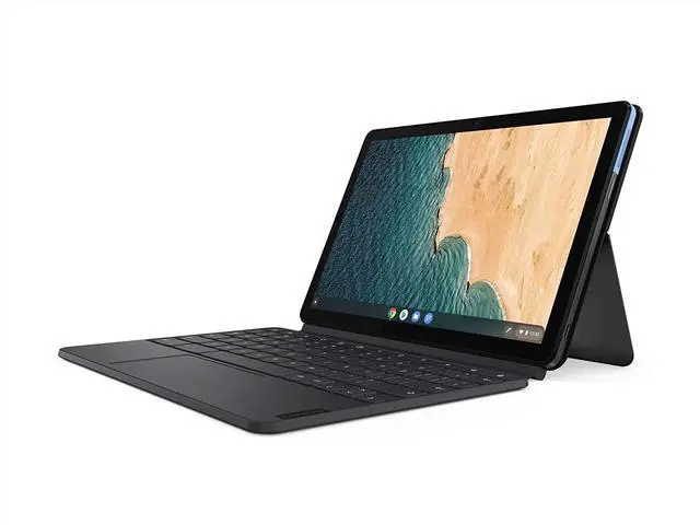 Main image of Lenovo Chromebook Duet, 2-in-1, 10.1" WUXGA (1920 x 1200) Display, MediaTek Helio P60T, 4GB LPDDR4X RAM, 128GB eMCP SSD, Integrated ARM G72 MP3 Graphics, Chrome OS, ZA6F0031US, Ice Blue + Iron Grey