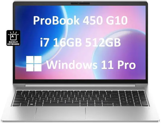 Main image of HP ProBook 450 G10 Business Laptop (15.6" FHD IPS Anti-Glare, Intel 10-Core i7-1355U, 16GB RAM, 512GB SSD) Backlit Keyboard, Webcam, Ethernet, Wi-Fi 6E, Wolf Pro Security, Win 11 Pro, Silver