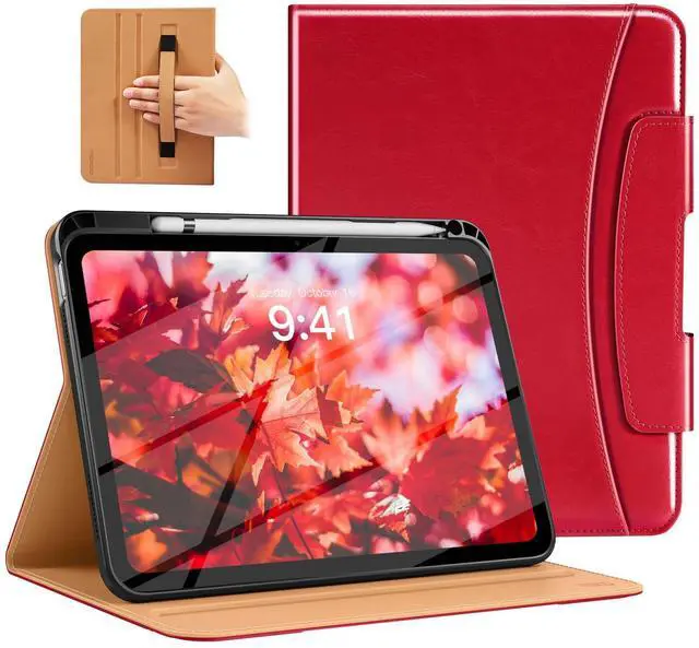 Main image of MoKo for New iPad (A16) 11th Generation Case 11-inch 2025, iPad 10th Generation Case 10.9" 2022 with Pencil Holder & Pocket, Premium Leather Folio Stand Cover, Multiple Viewing Angles, Red