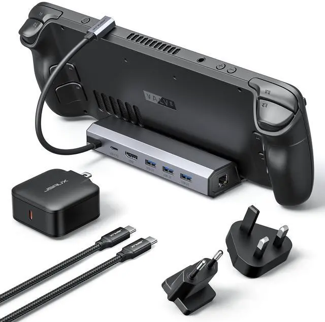 Main image of JSAUX Docking Station & 65W Charger for Steam Deck, 6-in-1 Steam Deck Dock with HDMI 2.0 4K@60Hz, Gigabit Ethernet, 3 USB A 3.0 and USB C Charger Compatible with Valve Steam Deck OLED-HB0603