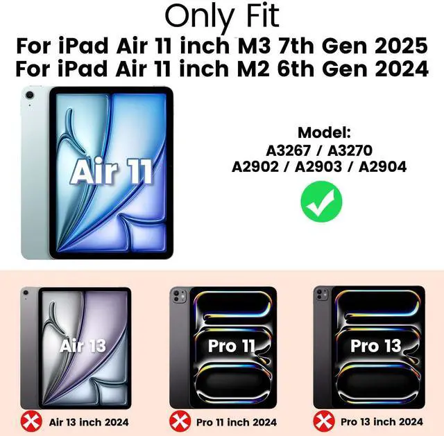 Alt view image 2 of 5 - Timecity for iPad Air 11 inch Case 2025/2024 (M3/M2) Air 7th/6th Genaration: with Screen Protector, Foldable Stand, Heavy Duty Rugged Shockproof Protective Case- Orange