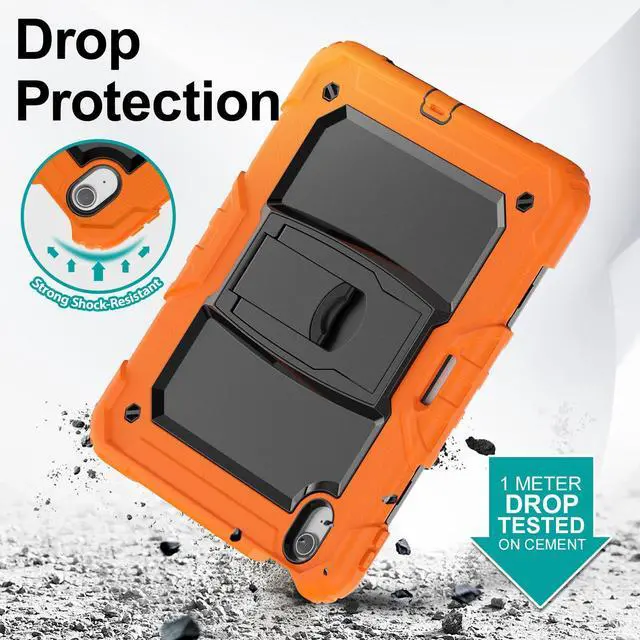 Alt view image 3 of 5 - Timecity for iPad Air 11 inch Case 2025/2024 (M3/M2) Air 7th/6th Genaration: with Screen Protector, Foldable Stand, Heavy Duty Rugged Shockproof Protective Case- Orange
