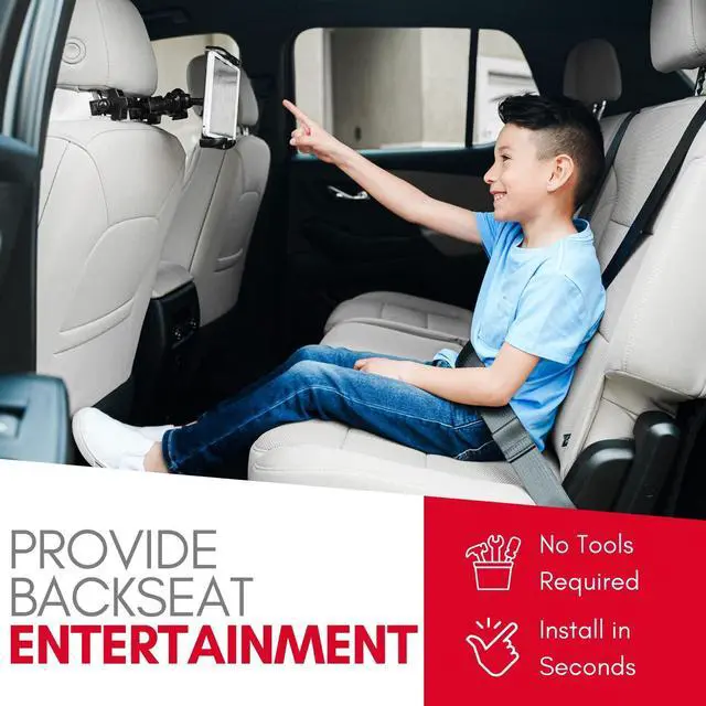 Alt view image 2 of 5 - Macally Tablet Holder for Car Headrest - Adjustable iPad Headrest Mount for Car - Super Secure Car iPad Holder Backseat Kids - Fits All 4.7-12.9" Back Seat Devices (iPad Pro/Air/Mini, Nintendo Switch)