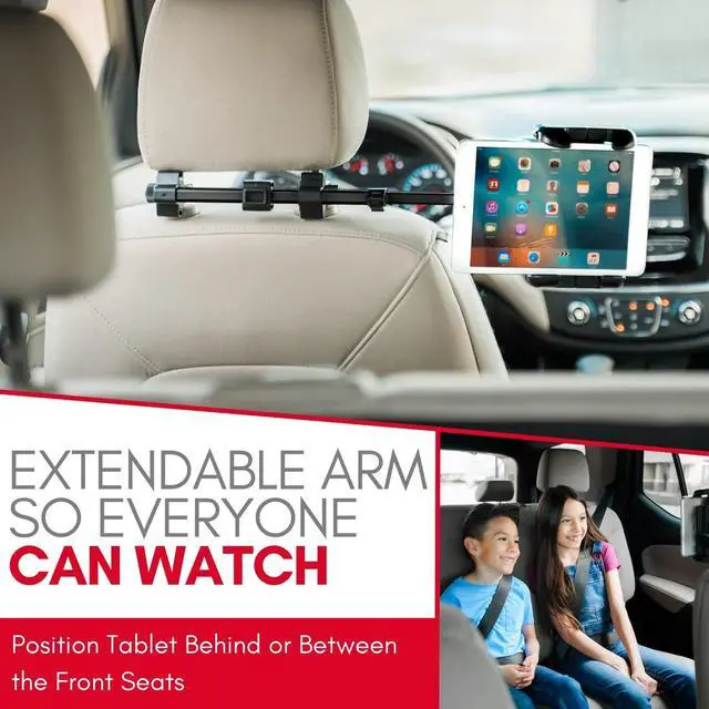 Alt view image 4 of 5 - Macally Tablet Holder for Car Headrest - Adjustable iPad Headrest Mount for Car - Super Secure Car iPad Holder Backseat Kids - Fits All 4.7-12.9" Back Seat Devices (iPad Pro/Air/Mini, Nintendo Switch)