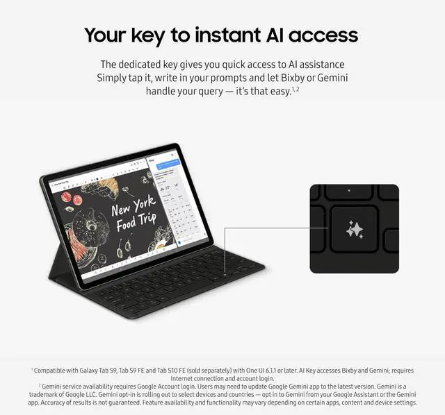 Alt view image 2 of 5 - Samsung Galaxy Tab S9 | S9 FE | S10 FE, FE Book Cover Keyboard Slim - AI Key for Galaxy Tab S10 FE, Detachable Platform, PC-Like Experience, Wireless Keyboard Sharing