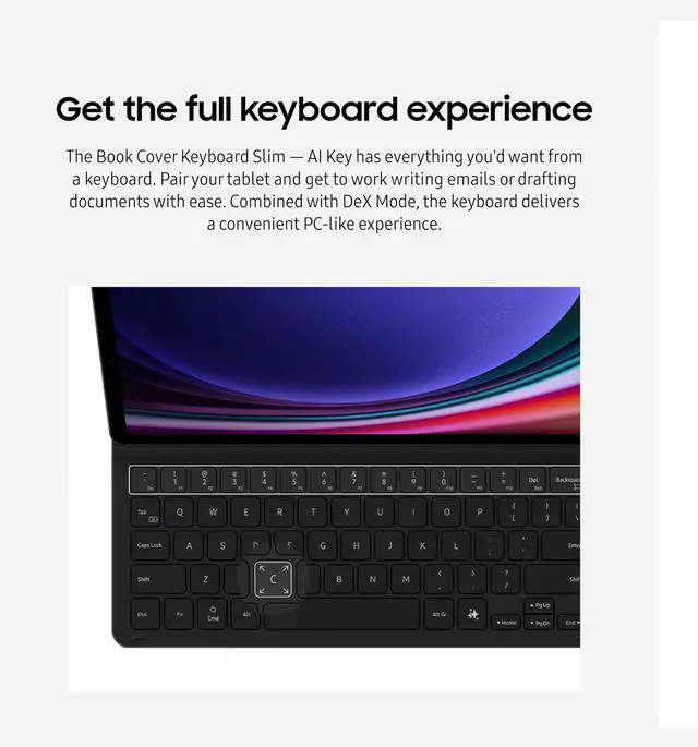 Alt view image 4 of 5 - Samsung Galaxy Tab S9 | S9 FE | S10 FE, FE Book Cover Keyboard Slim - AI Key for Galaxy Tab S10 FE, Detachable Platform, PC-Like Experience, Wireless Keyboard Sharing