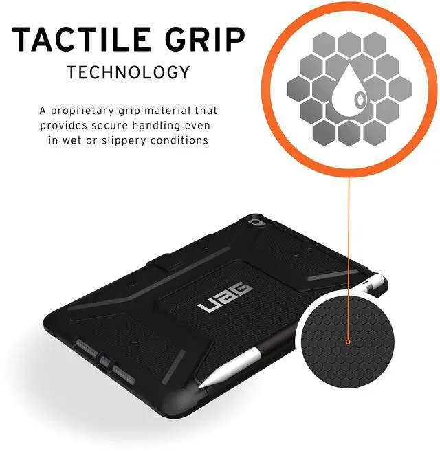 Alt view image 4 of 5 - UAG Folio iPad Mini (5th Gen, 2019) Case Metropolis Feather-Light Rugged [Black] Military Drop Tested iPad Cover with Apple Pencil Holder
