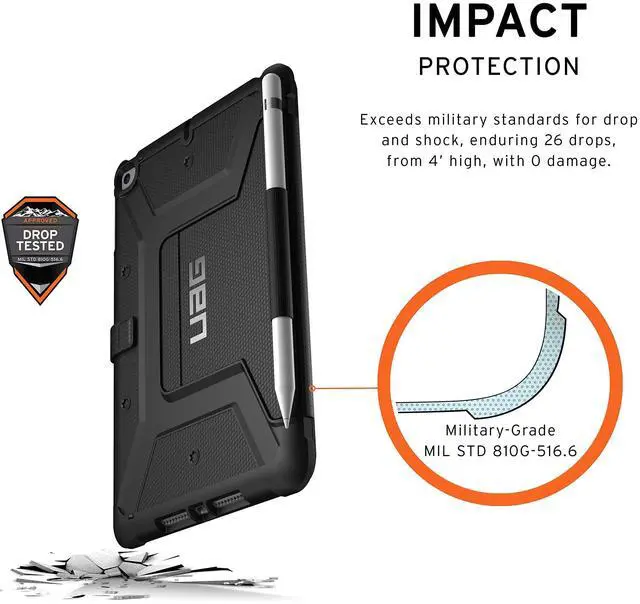 Alt view image 3 of 5 - UAG Folio iPad Mini (5th Gen, 2019) Case Metropolis Feather-Light Rugged [Black] Military Drop Tested iPad Cover with Apple Pencil Holder