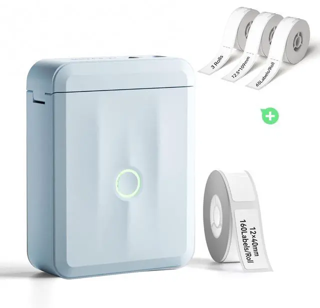 Main image of NIIMBOT D110 Mini Label Maker Machine with Tape (Blue) with 3 Rolls White Cable 12.5x109mm-65Labels/Roll