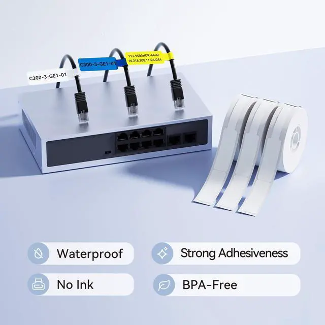 Alt view image 5 of 5 - NIIMBOT D110 Mini Label Maker Machine with Tape (Blue) with 3 Rolls White Cable 12.5x109mm-65Labels/Roll